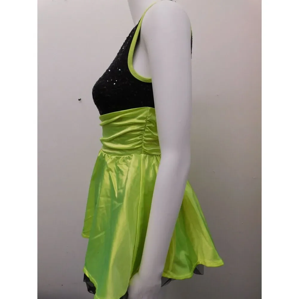 Pre-Owned Dance Costume Balera D8177 Large Child Lime Green Jazz Pageant